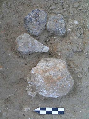 Fig. 5. A handaxe and an anvil from Area B.